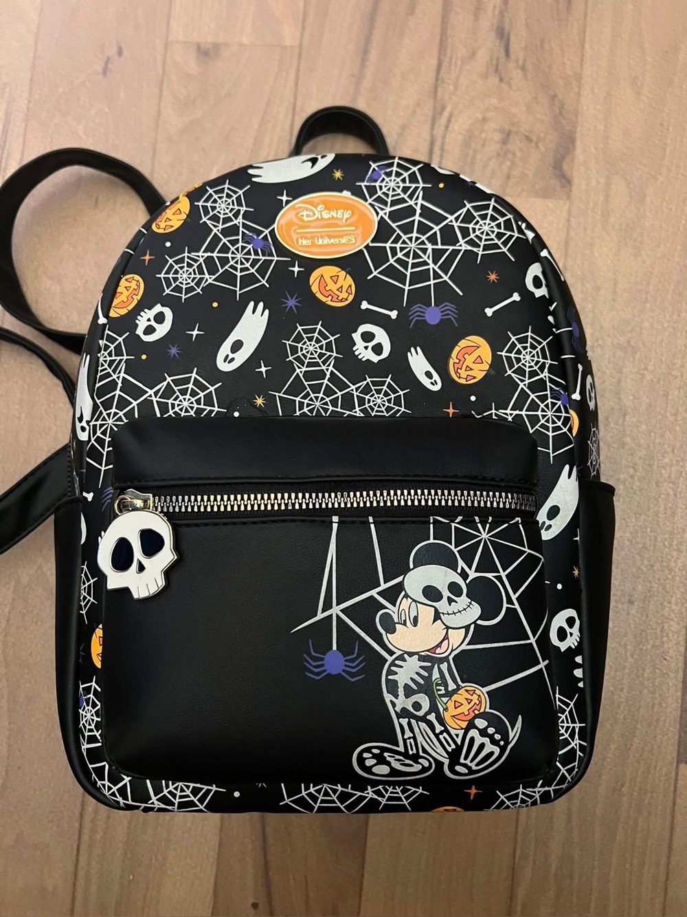 Disney Black Halloween Spiderweb & Skeleton Mickey Mini Backpack